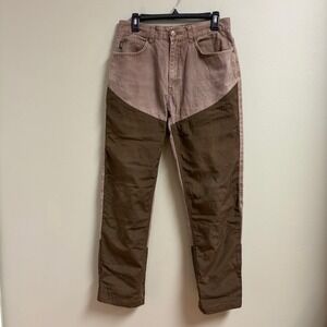 Cabelas Canvas Double Knee Pants Mens Size 30 Hunting Brown Waterproof Nylon